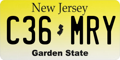 NJ license plate C36MRY