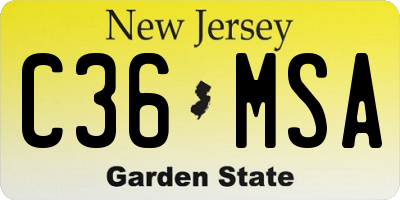 NJ license plate C36MSA