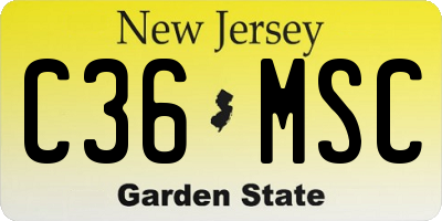 NJ license plate C36MSC