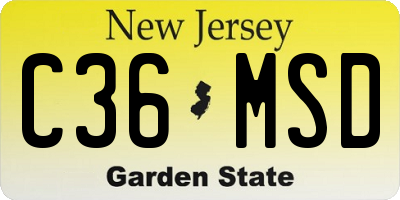 NJ license plate C36MSD