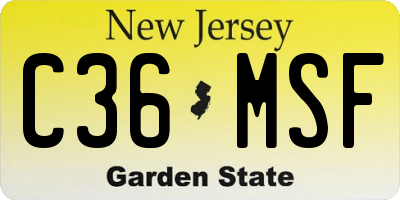 NJ license plate C36MSF