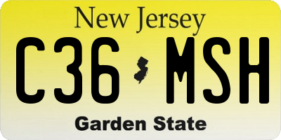 NJ license plate C36MSH