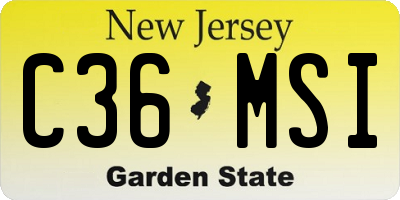 NJ license plate C36MSI
