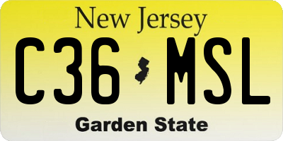 NJ license plate C36MSL