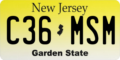 NJ license plate C36MSM