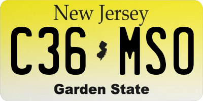 NJ license plate C36MSO