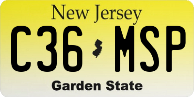 NJ license plate C36MSP