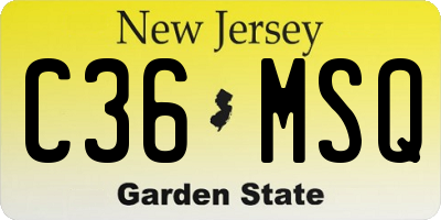 NJ license plate C36MSQ