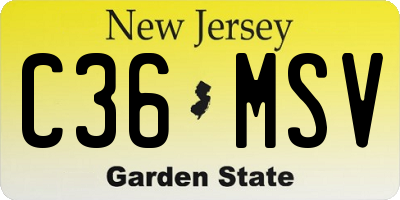 NJ license plate C36MSV