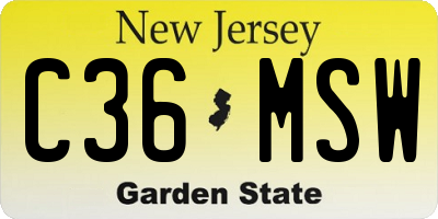 NJ license plate C36MSW