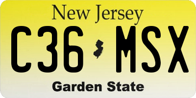 NJ license plate C36MSX