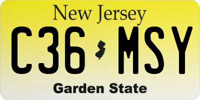 NJ license plate C36MSY