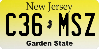 NJ license plate C36MSZ