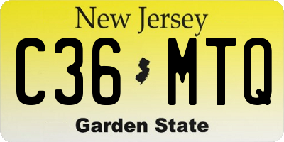 NJ license plate C36MTQ