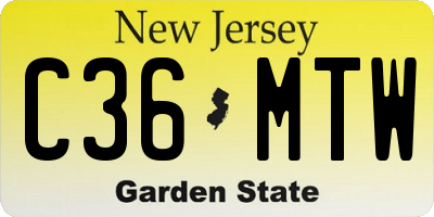 NJ license plate C36MTW