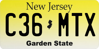 NJ license plate C36MTX