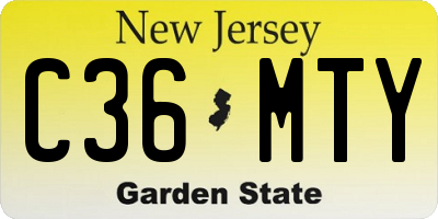 NJ license plate C36MTY