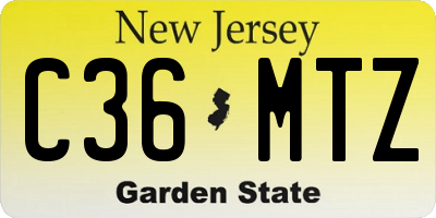 NJ license plate C36MTZ