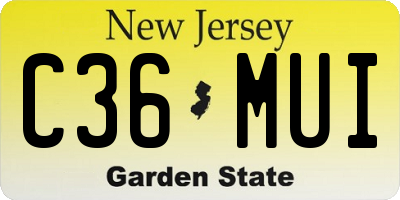 NJ license plate C36MUI