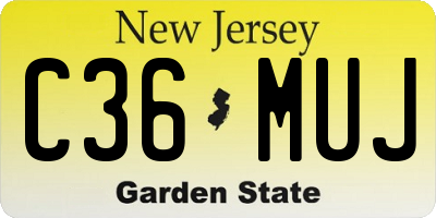 NJ license plate C36MUJ
