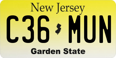 NJ license plate C36MUN