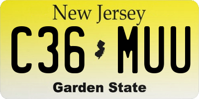 NJ license plate C36MUU