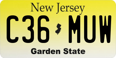 NJ license plate C36MUW