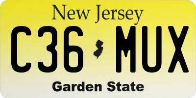 NJ license plate C36MUX