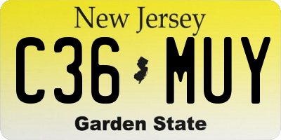 NJ license plate C36MUY