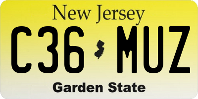 NJ license plate C36MUZ