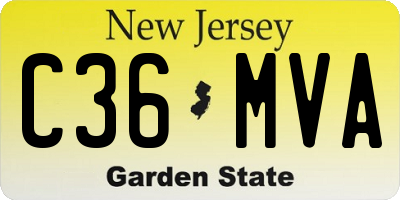 NJ license plate C36MVA