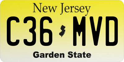 NJ license plate C36MVD