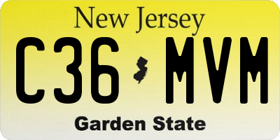NJ license plate C36MVM