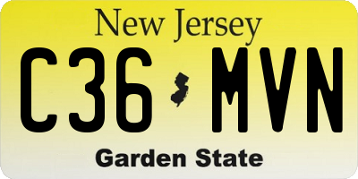 NJ license plate C36MVN