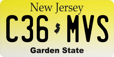 NJ license plate C36MVS