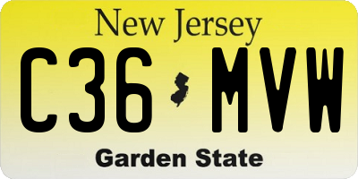 NJ license plate C36MVW