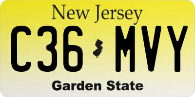 NJ license plate C36MVY