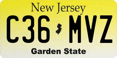 NJ license plate C36MVZ