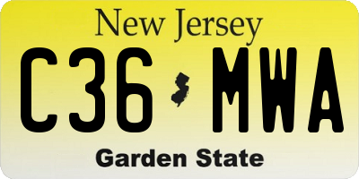 NJ license plate C36MWA