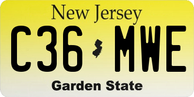 NJ license plate C36MWE