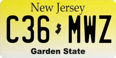 NJ license plate C36MWZ
