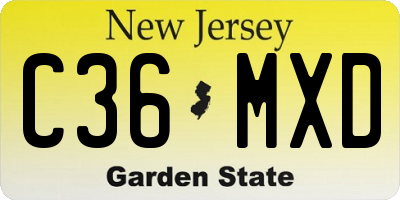 NJ license plate C36MXD