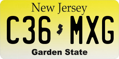 NJ license plate C36MXG