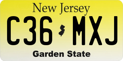 NJ license plate C36MXJ