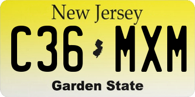 NJ license plate C36MXM