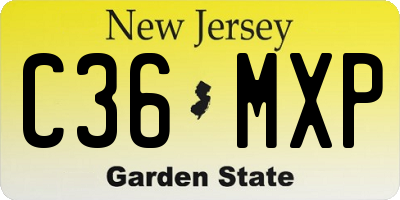 NJ license plate C36MXP