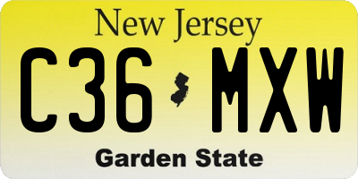 NJ license plate C36MXW