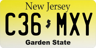NJ license plate C36MXY