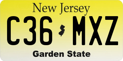 NJ license plate C36MXZ