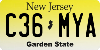 NJ license plate C36MYA